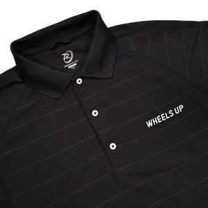 ZERO RESTRICTION x WHEELS UP Men's XL Black Grey Stripes Tour Series Golf Polo
